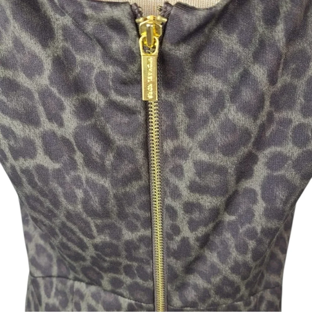 Micheal Kors  size  14  brown leopard print sleeveless Midi dress back zip